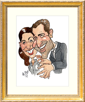 Karikatur Geschenk Hochzeit zeichnen lassen Rahmen Herr Fred