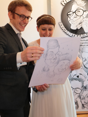 Karikaturen Schnellzeichnungen Hochzeit Hochzeitspaar live