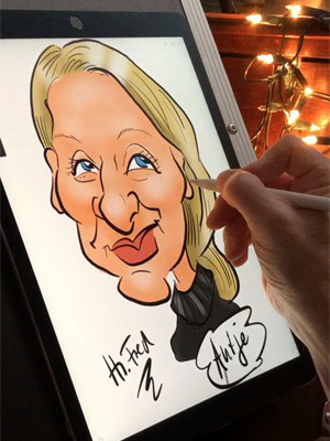 Karikaturist digital iPad Zeichner Hochzeit Herr Fred